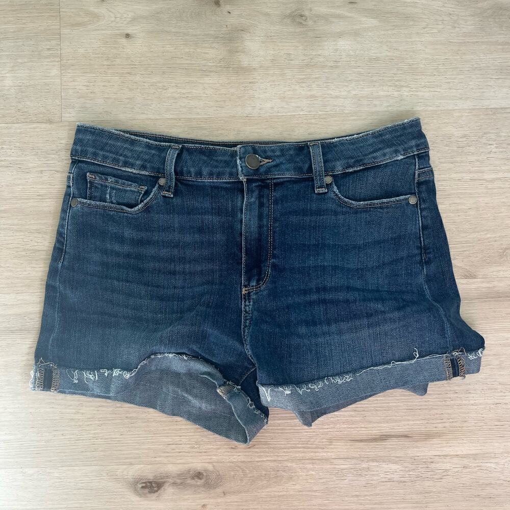 PAIGE Denim Jimmy Jimmy Shorts in Dera Distressed Wash Mid Rise Size 28 - Picture 2 of 6